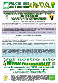 IL PUNTO SU NUM.14/2011 - CONGEDO PER MATERNITÀ/PATERNITÀ IN CASO DI ADOZIONI E AFFIDAMENTI