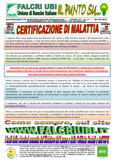 IL PUNTO SU NUM.17/2011 - CERTIFICAZIONE DI MALATTIA